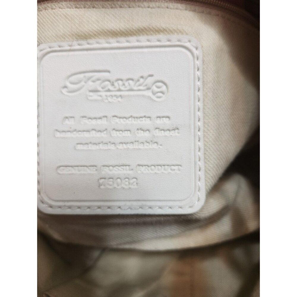 Fossil 75082 Woven Straw Fabric Handbag Purse w/ Leather Trim 13"x8"x4" - Picture 13 of 13